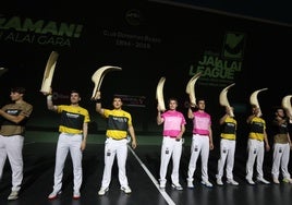 Puntistas participantes en la Jai Alai League de cesta punta.