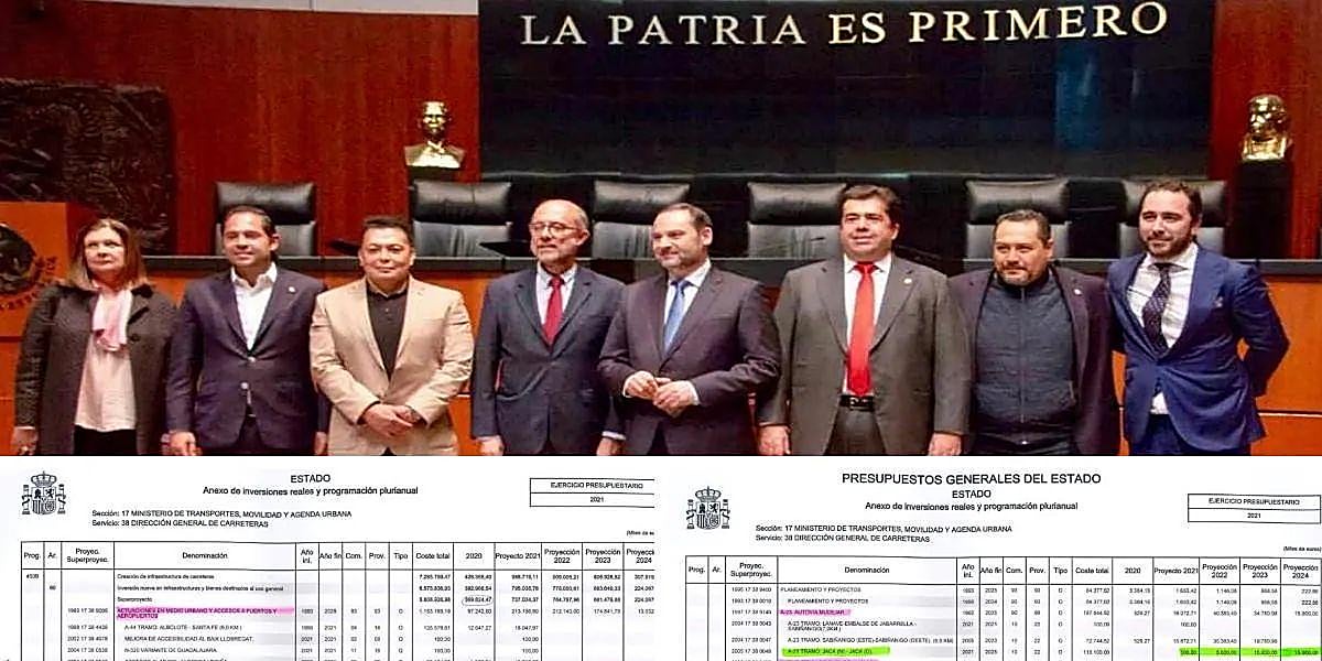 Ábalos y De Aldama (primero por la derecha) en un viaje en febrero de 2019 a Oaxaca (México) en el que se reunieron con el gobernador Alejandro Murat.