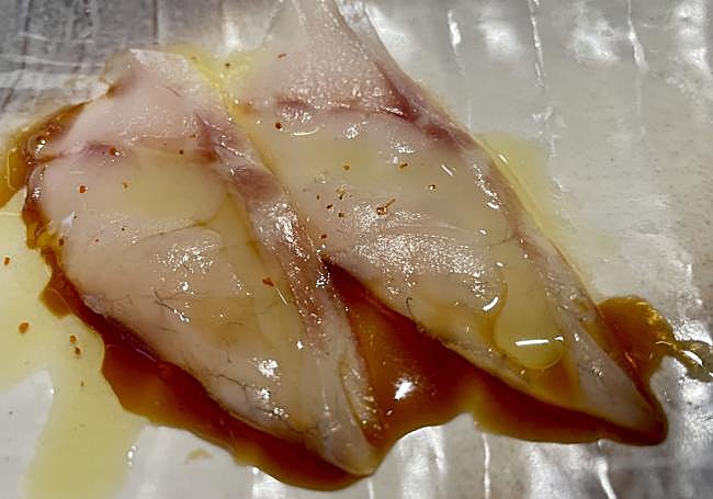 Sashimi de lubina a la bilbaína.