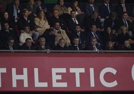 Uriarte, en el palco, en el partido contra el Madrid.