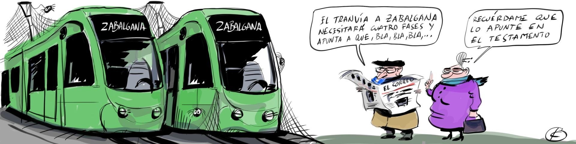 La viñeta de Cerrajería sobre el tranvía a Zabalgana
