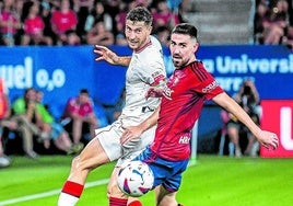 Imagen del encuentro de Liga la pasada temporada en Pamplona.