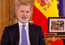 Felipe VI, durante su mensaje desde el Palacio Real.