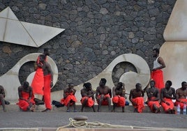 Un grupo de migrantes llegados a Canarias.