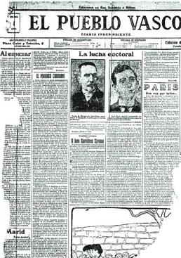 Imagen - 1 de mayo de 1910. Primer ejemplar de 'El Pueblo Vasco', que se vendía por 5 céntimos de peseta.