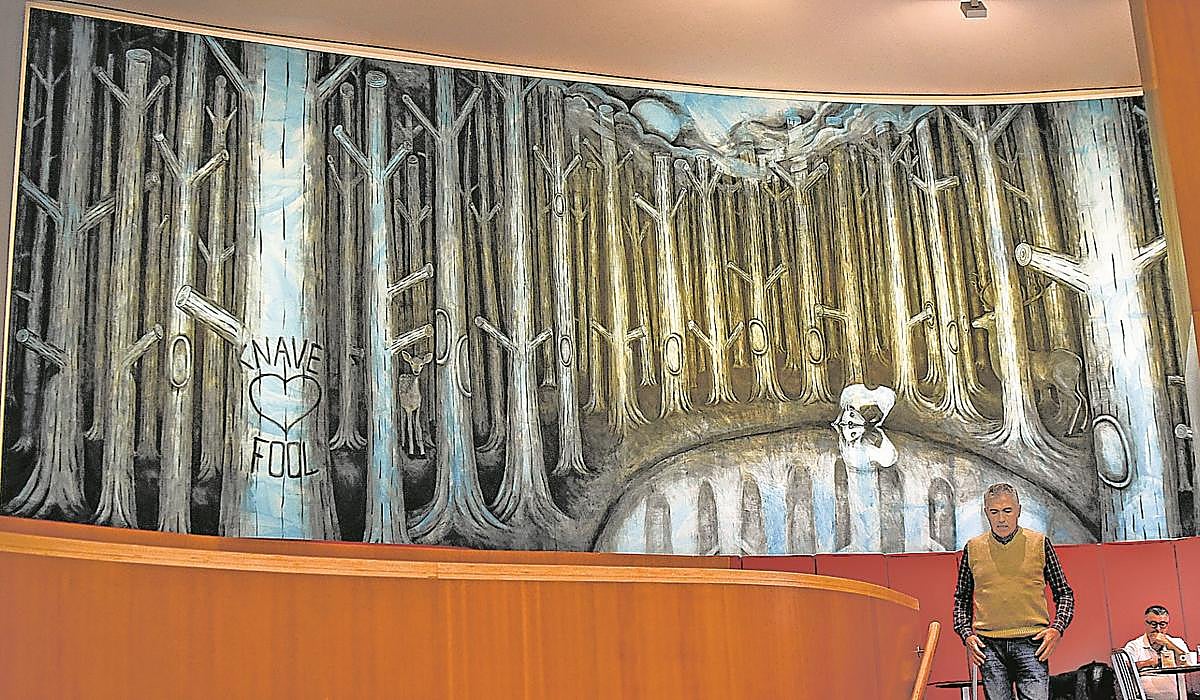 El cuadro de Juan Pérez Agirregoikoa se exhibe desde hace diez años en la cafetería del Guggenheim.