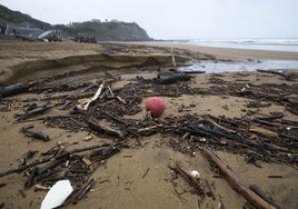 Residuos arrastrados a la playa 'La Salvaje' por un temporal.