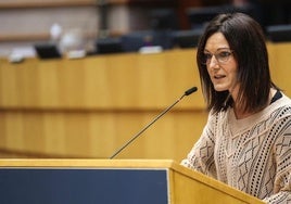 La eurodiputada del PNV, Ohiane Agirregoitia, en una intervención anterior en Bruselas.