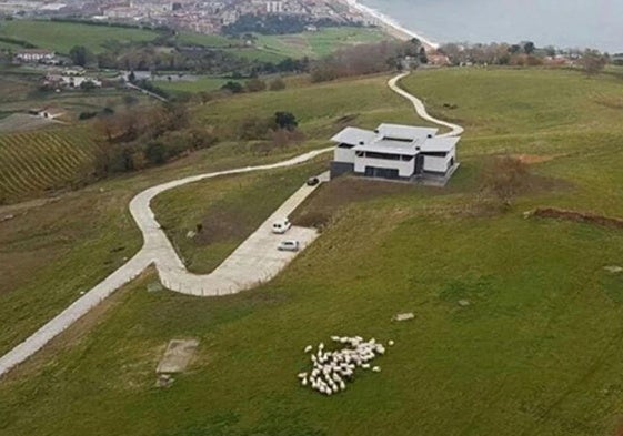 Imagen aérea del chalé en Talaimendi.