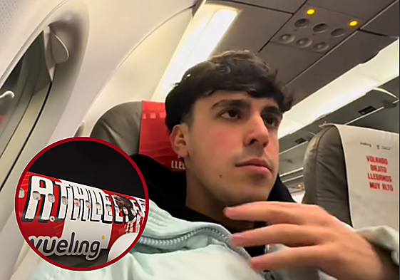 La reacción de un aficionado de la Real al volar en el avión del Athletic