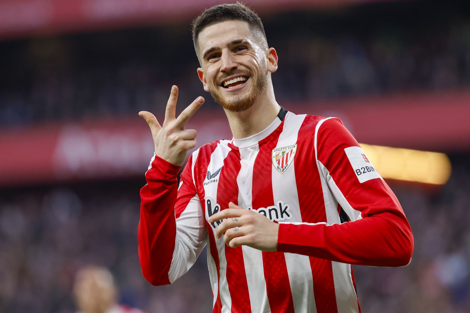 Sancet celebra sus tres goles ante el Girona.