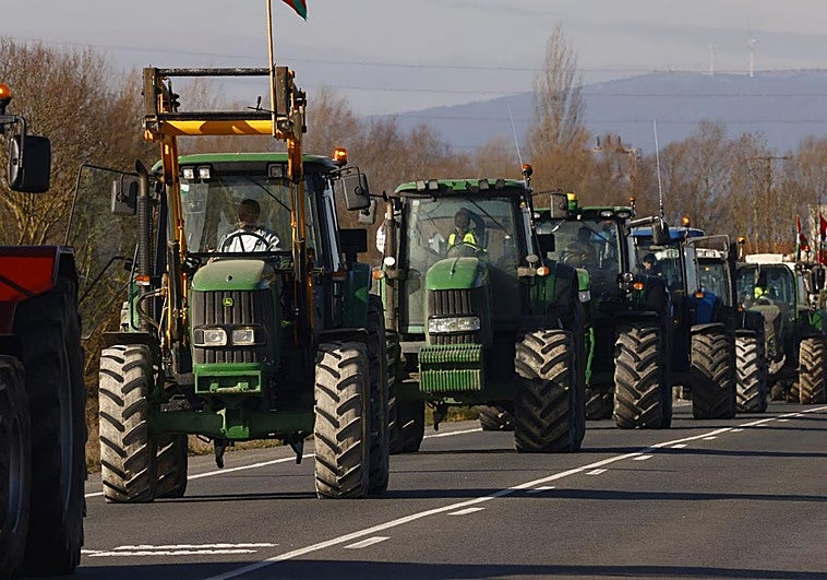 La movilización de este lunes, a su paso por las afueras de Vitoria
