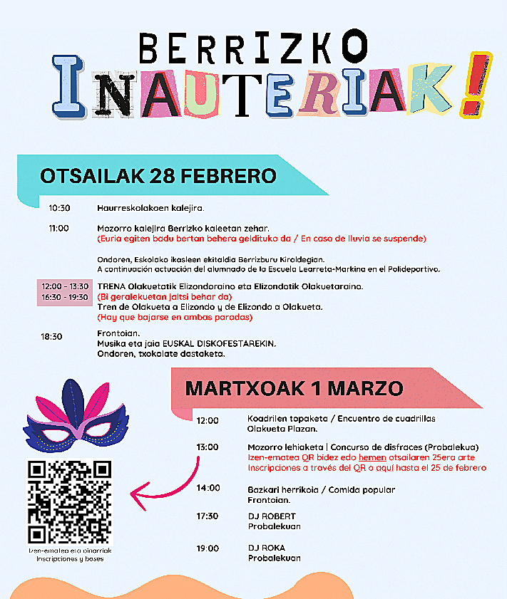 Imagen secundaria 2 - Berriz presenta su carnaval con disfraces, comida popular y música