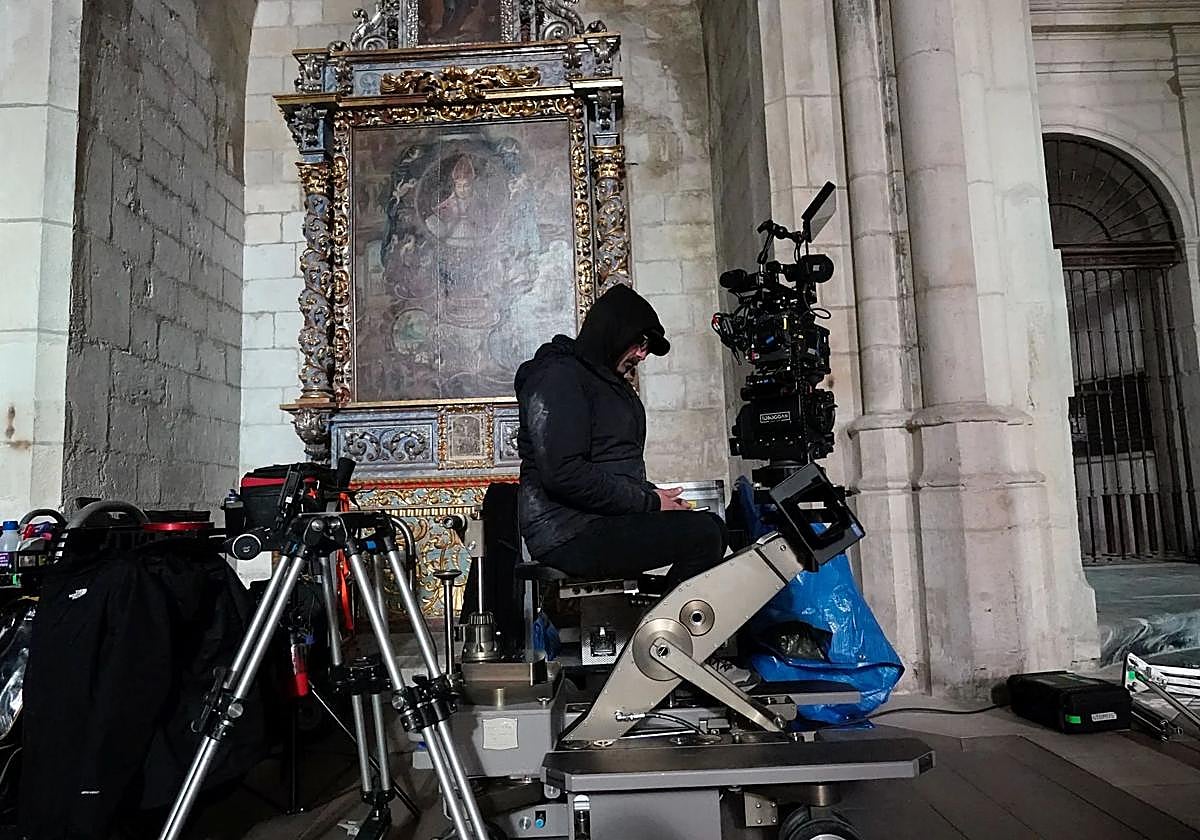 Momento del rodaje de 'Sacamantecas' en el interior de la Catedral Santa María.