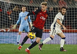 Robert Navarro en Son Moix en el partido ante Osasuna.