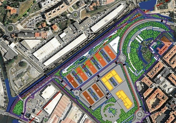 Plano del área donde se levantarán 670 viviendas junto a un extenso parque entre Leioa y Erandio.