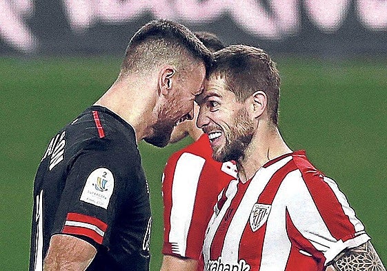 Simón y Martínez cuando eran compañeros en el Athletic.