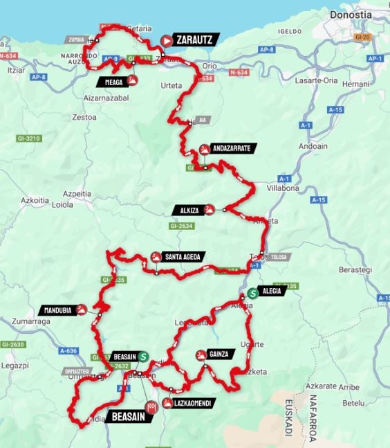 Mapa etapa 3 de la Itzulia-Vuelta al País Vasco 2025
