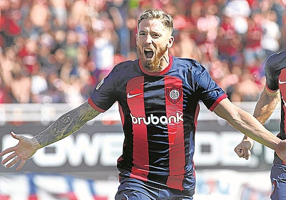 Muniain anotó su primer gol con la camiseta de San Lorenzo el 28 de septiembre, tres semanas después de su fichaje.