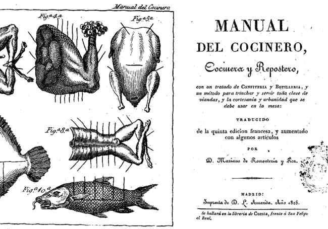 Ilustraciones y portada del 'Manual del cocinero' (primera edición, 1828)