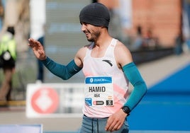 Hamid, tras ganar el campeonato de España de maratón en marzo.