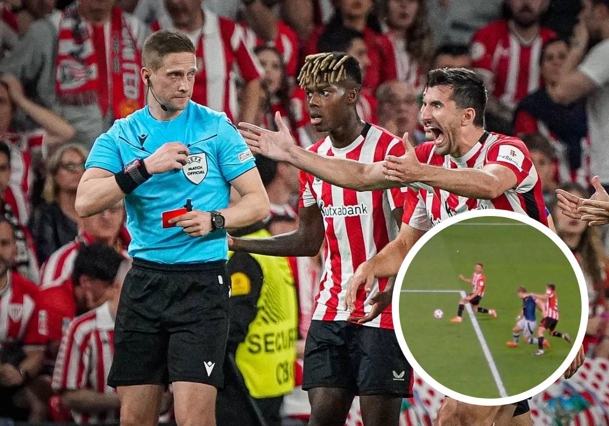 El penalti y la roja que hacen estallar de indignación a San Mamés: «¡Manos arriba, esto es un atraco!»