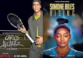 Carlos Alcaraz y Simon Biles, en las imágenes promocionales de sus documentales.