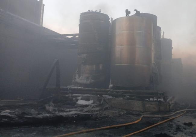 Instalaciones de la empresa afectadas por el fuego.