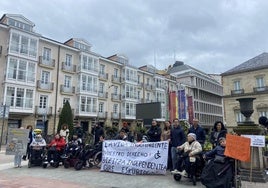 El colectivo, este lunes en la plaza de la Provincia vitoriana.