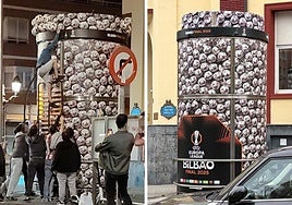 Roban los balones de la campaña de la UEFA colocados en el ascensor del metro de Indautxu
