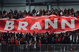 Aficionados del Brann, durante un partido.