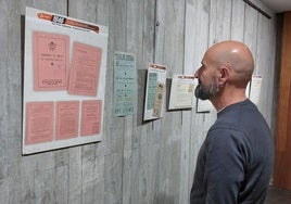 El concejal de Cultura, Kepa Aldama, observa la exposición.