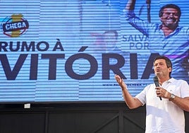 El candidato del partido Chega, Andre Ventura, durante un mitin.