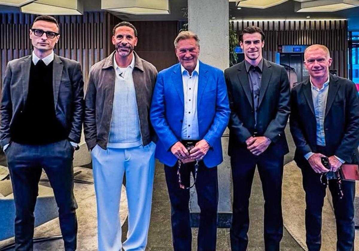 De izquierda a derecha, Berbatov, Ferdinand, Hoddle, Bale y Scholes.