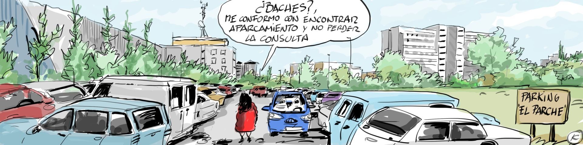 La viñeta de Cerrajería sobre el parking de la Telefónica