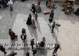 El rodaje de 'Sacamantecas' transformó en febrero la plaza del Machete en un mercado de época.
