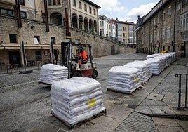 En la zona se colocaron palés con sacos de arena para realizar las pruebas.