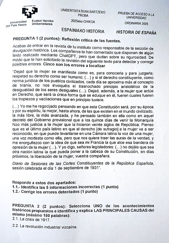 Así ha sido el examen de Historia: «Nivel medio, asequible»
