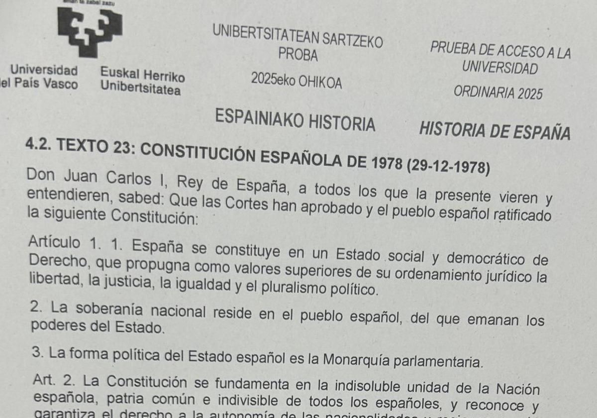 Desconcierto tras el examen de historia de Selectividad en Euskadi: «Es mucho temario y algunas preguntas son confusas»