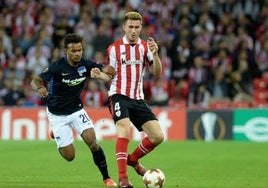Laporte en un partido de competición europea ante el Hertha Berlín.
