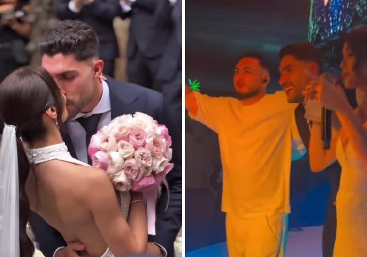 La fiesta con Omar Montes, fuegos artificiales, música flamenca, un piano cubierto de flores... Los mejores momentos de la boda de Unai Núñez y Cintia Roldán