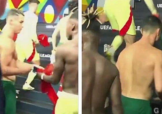 De jugón a jugón; Nico Williams y Cristiano Ronaldo intercambian las camisetas