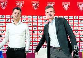 Jon Uriarte y Mikel González comparecieron en San Mamés la semana pasada.