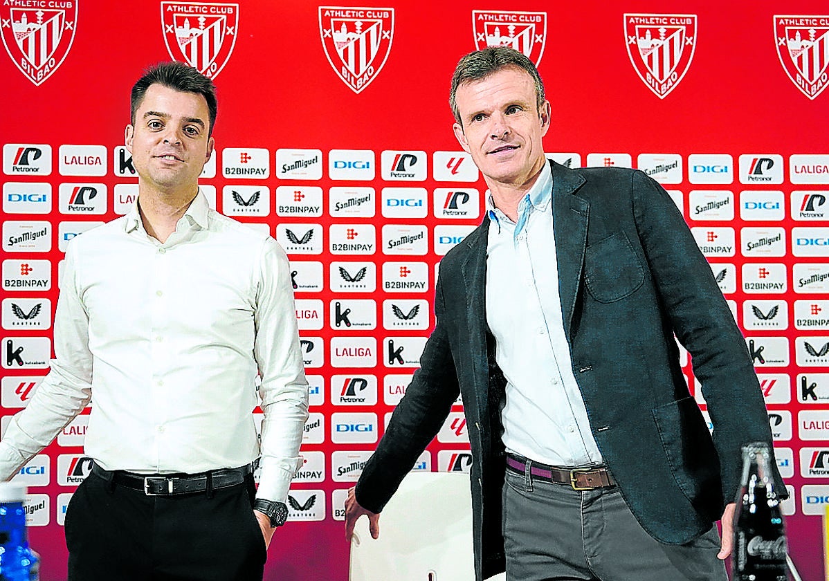 Jon Uriarte y Mikel González comparecieron en San Mamés la semana pasada.
