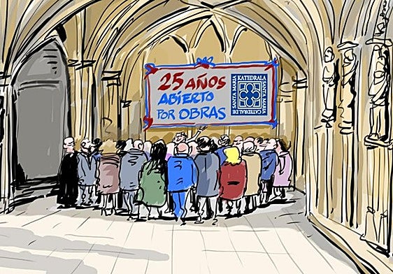 La viñeta de Cerrajería sobre el 25 aniversario del 'abierto por obras' en la Catedral Santa María