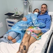 Achille Polonara, en la cama del hospital donde permanece ingresado.