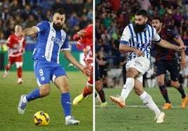Asier Villalibre, con el Alavés en 2025 y en 2023.