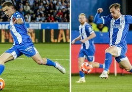 Conechny y Toni Martínez, en el partido de la última jornada contra Osasuna.