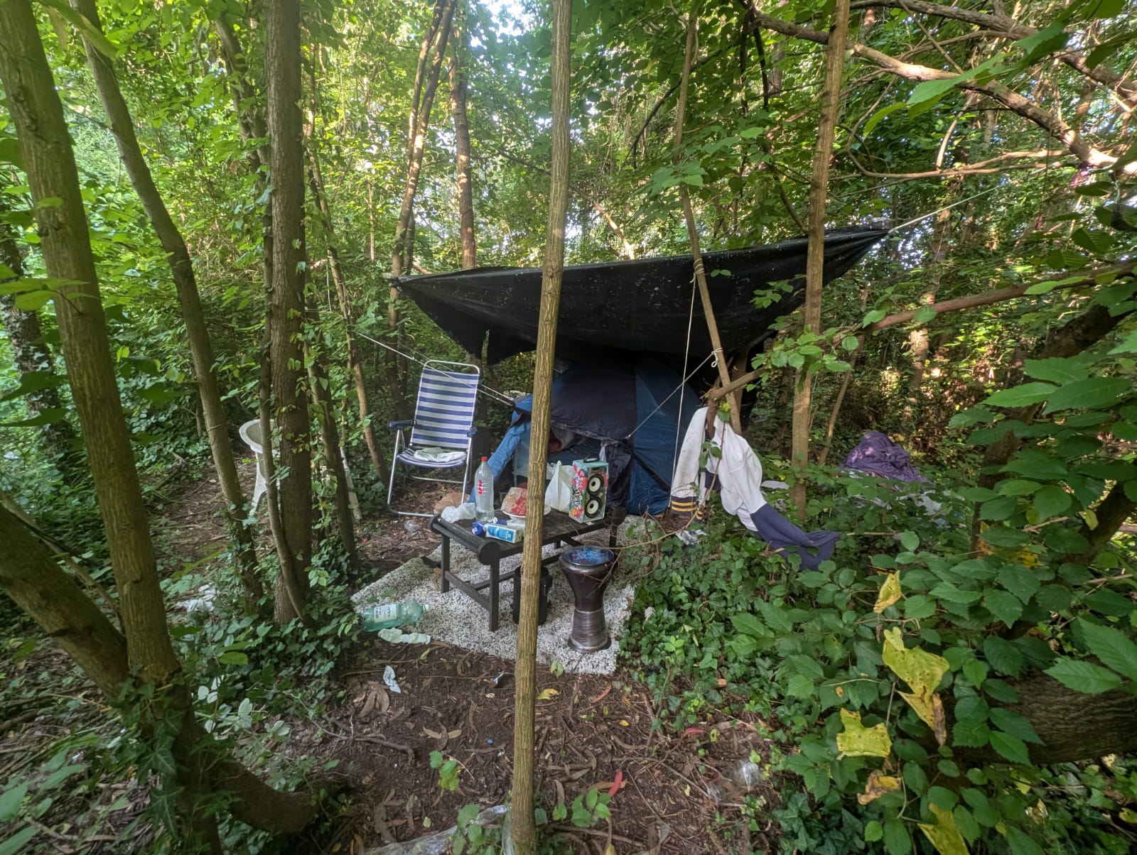 Desmantelan el campamento de los 'chicos del bosque' de Getxo por peligro de incendio