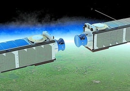 Recreación de los dos satélites que AVS enviará al espacio.